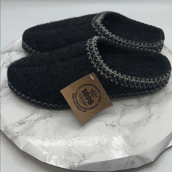 HAFLINGER AS Classic Charcoal Wool Slipper-9 NEW! - Picture 4 of 9